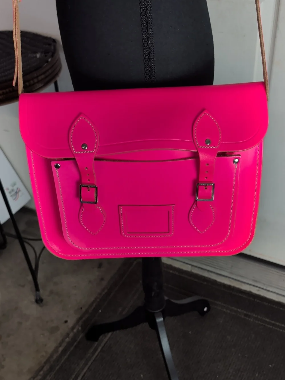 Cambridge Satchel Bag Neon Pink Bright Leather